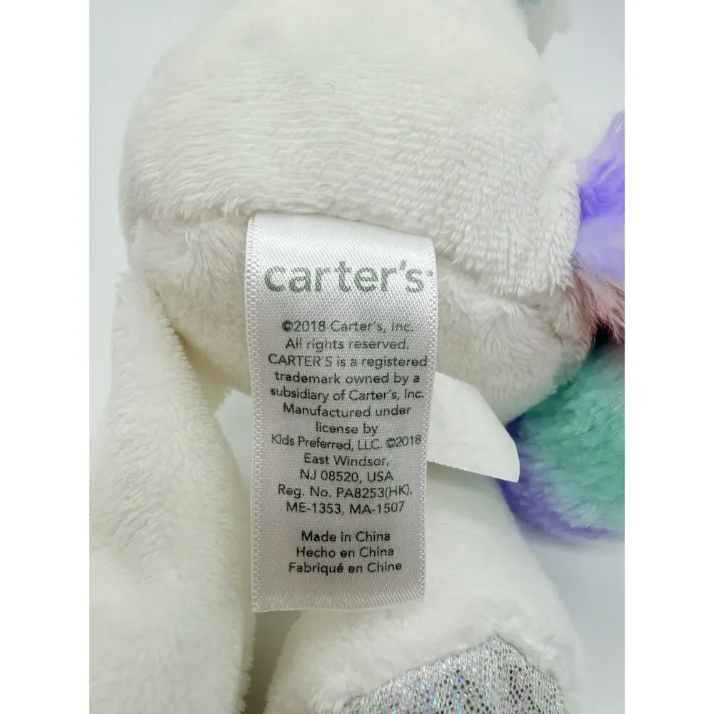 Carters Unicorn Plush Doll Blue Pink Mane Fuzzy Soft Baby Toy Lovey Sparkle 2018